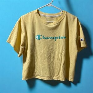 Girls Champion Cropped Cream Athletic T-Shirt